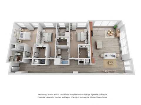 Floor plan for 3 beds, 3 baths, 2117 sqft